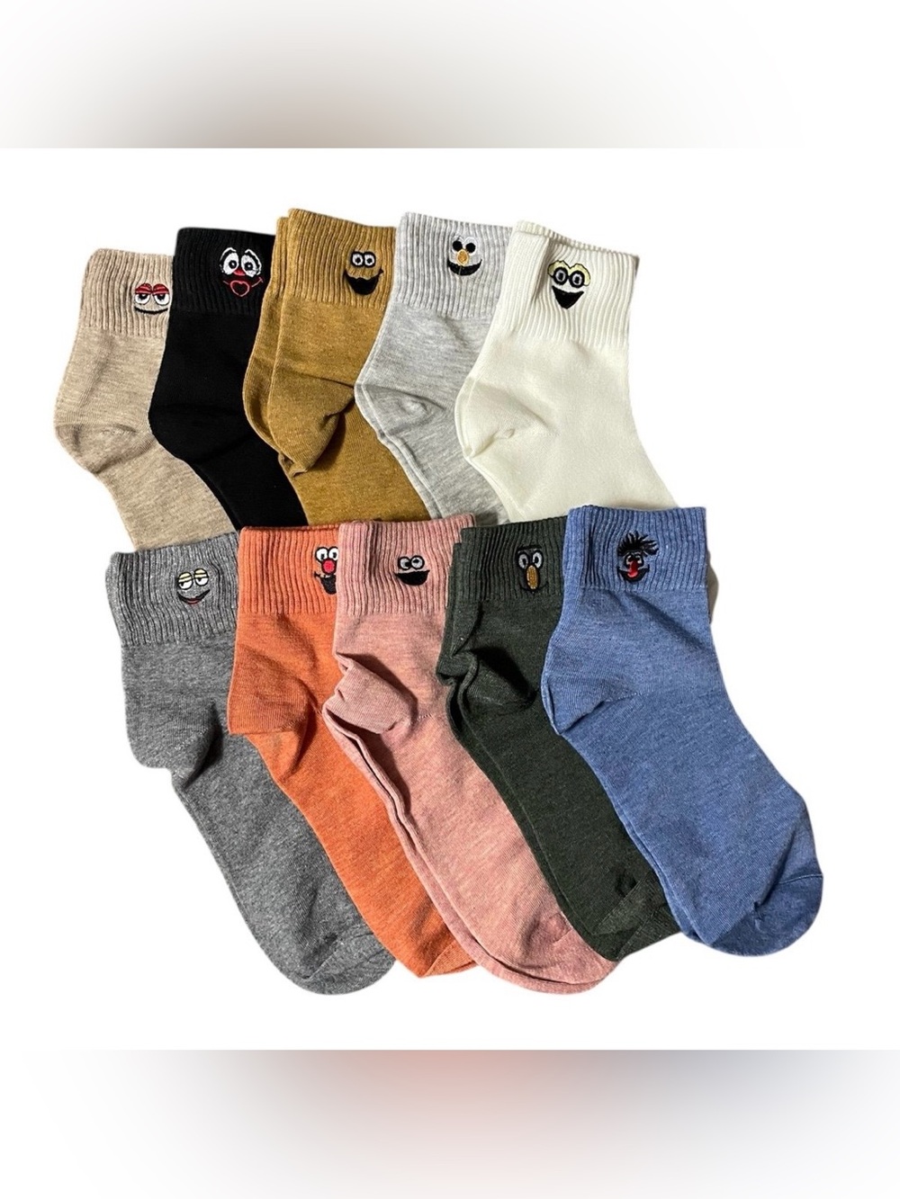 Socks 80 Pairs LEVLOVS Girl's Women's Emoji Cartoon Ankle 8 Bags Size 9-11